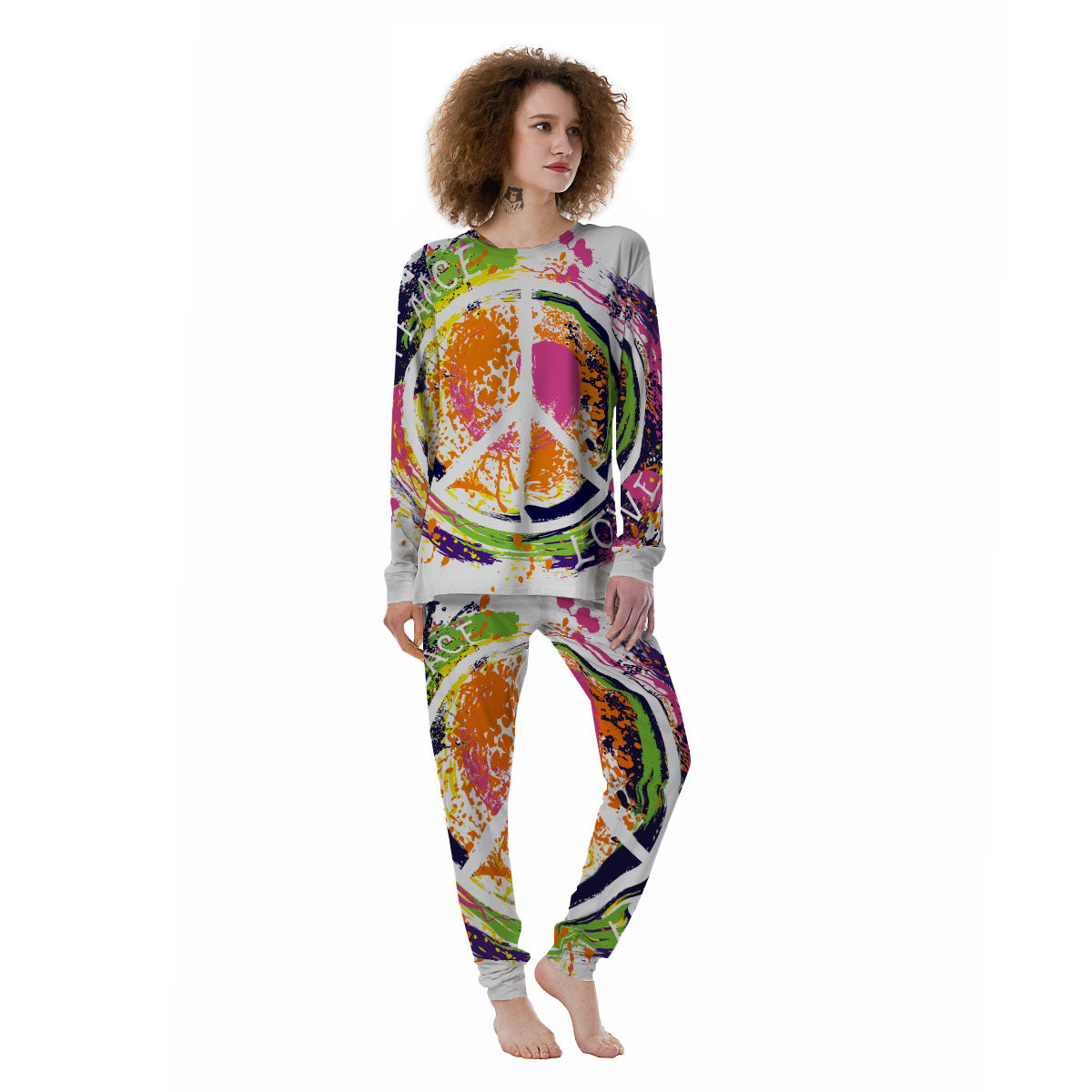 Sign Peace Rasta Print Women's Pajamas-grizzshop