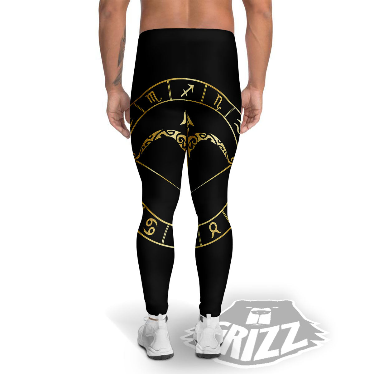 Sign Sagittarius Gold Print Men's Leggings-grizzshop