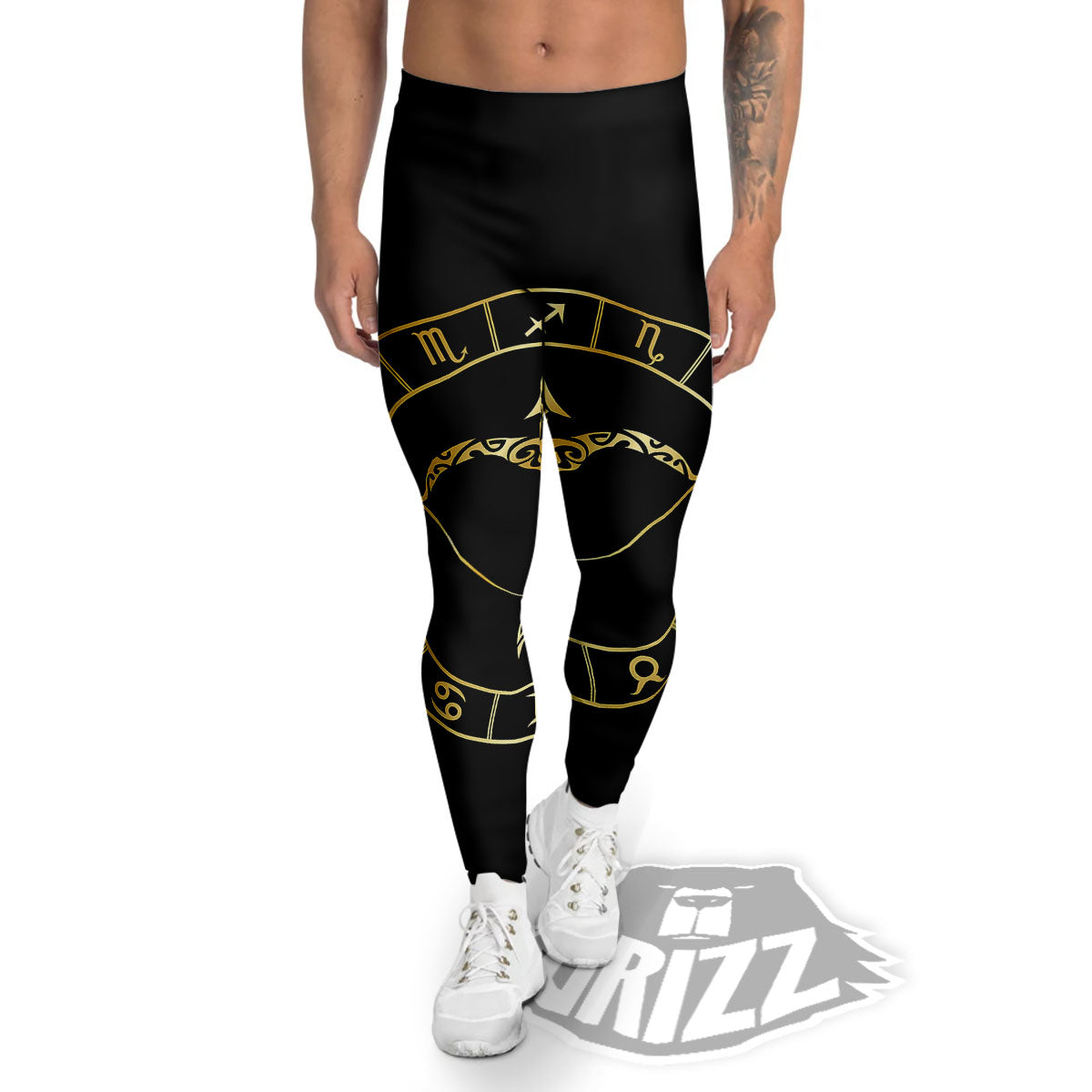 Sign Sagittarius Gold Print Men's Leggings-grizzshop