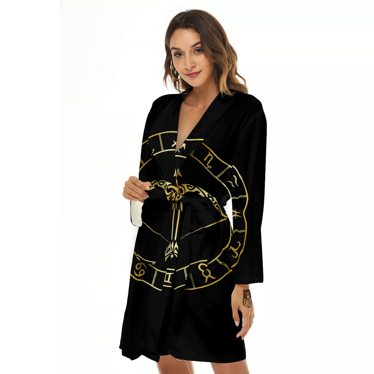 Sign Sagittarius Gold Print Women's Robe-grizzshop