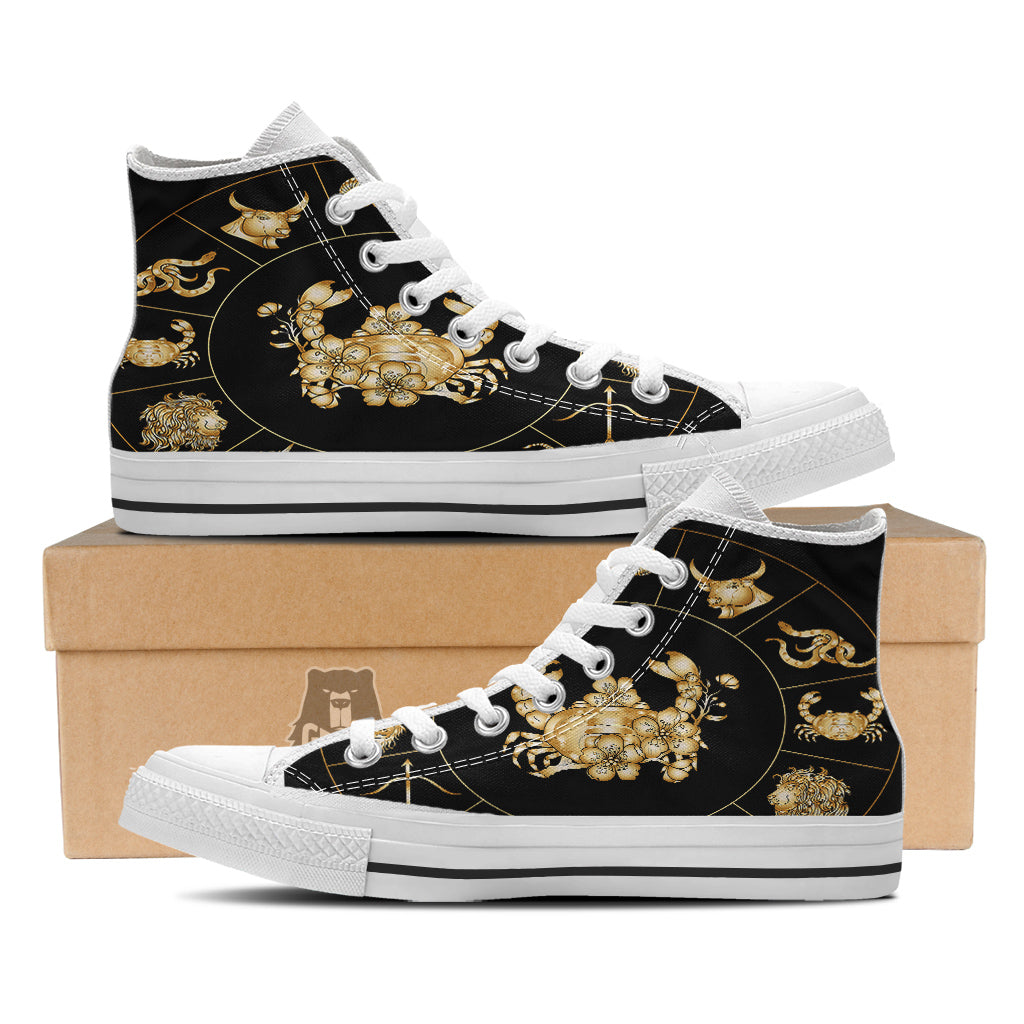 Signs Astrological And Cancer Print White High Top Shoes-grizzshop