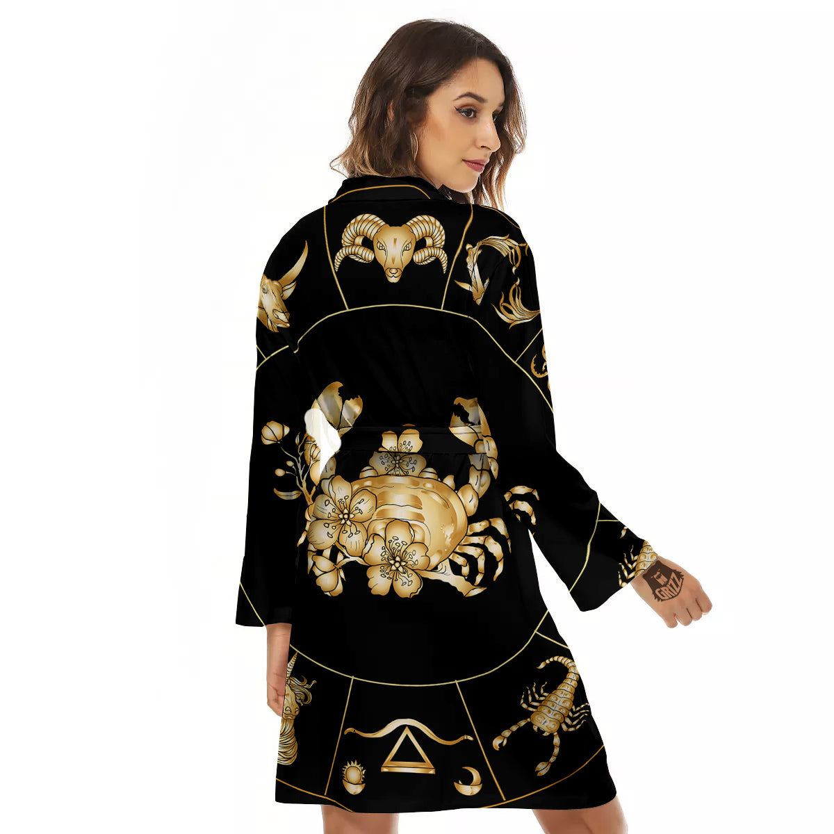 Signs Astrological And Cancer Print Women's Robe-grizzshop