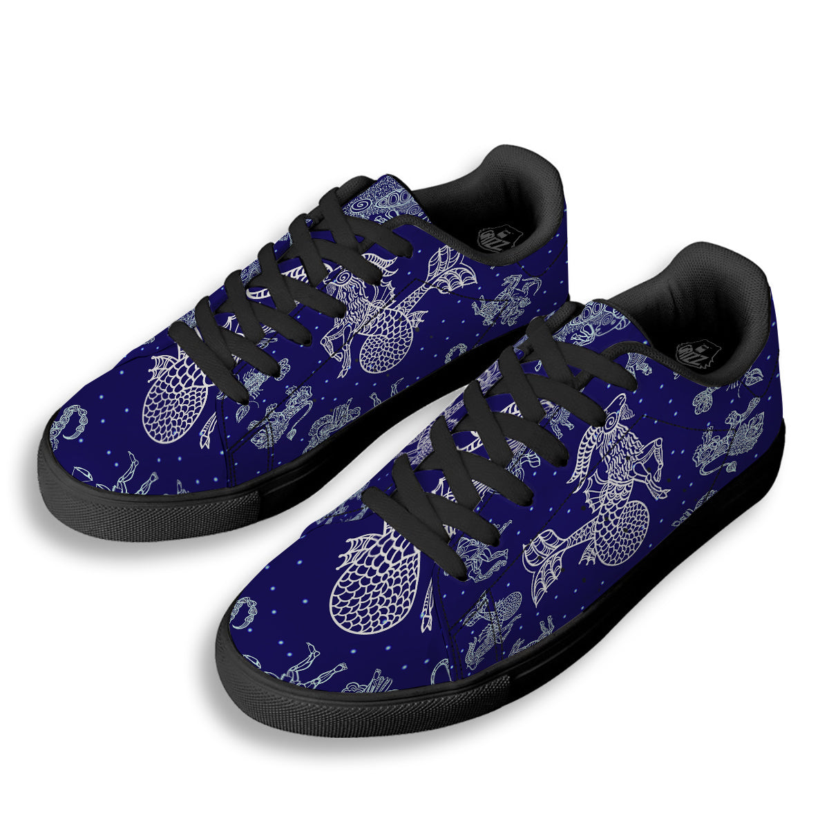 Signs Astrological And Capricorn Print Black Low Top Sneakers-grizzshop