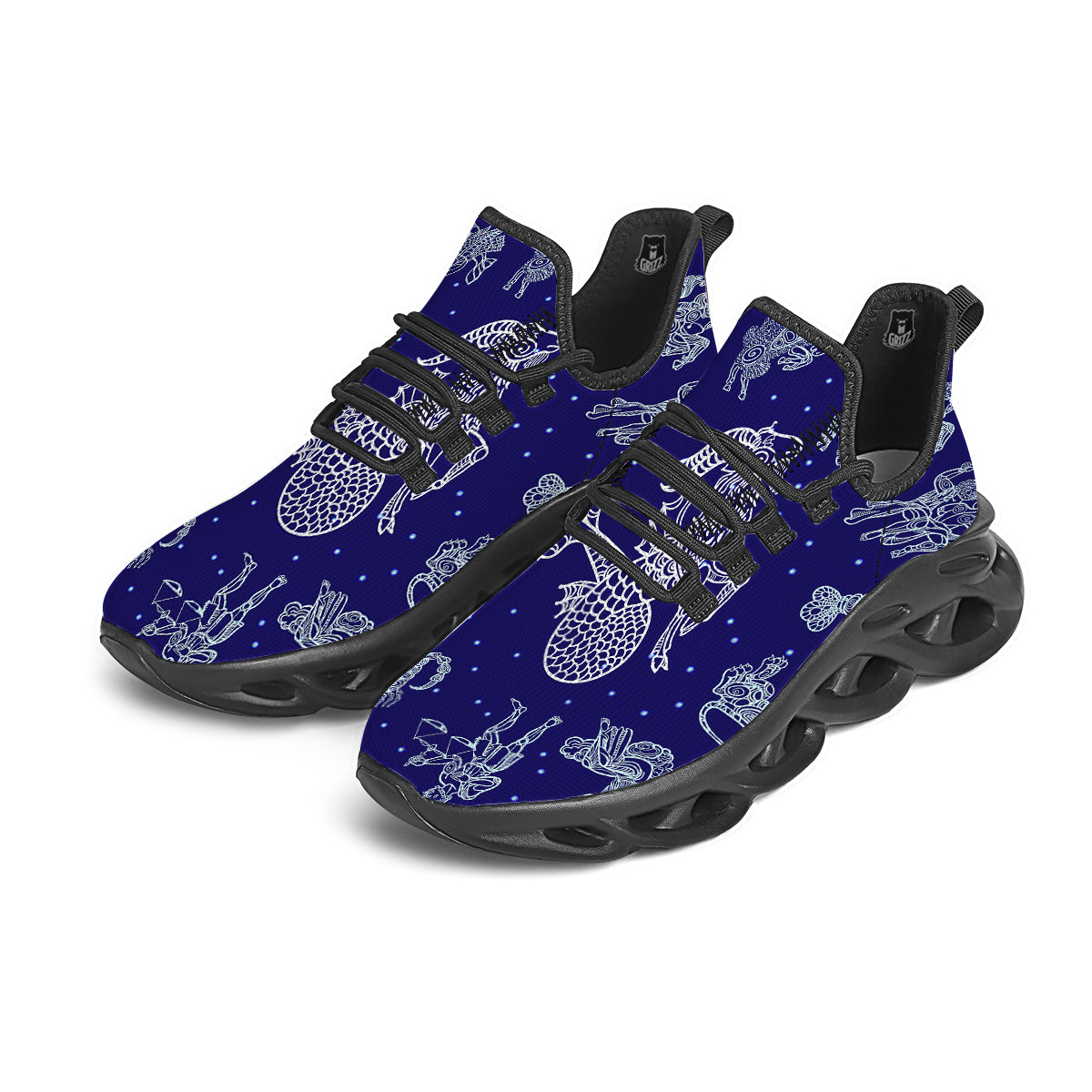 Signs Astrological And Capricorn Print Black Running Shoes-grizzshop
