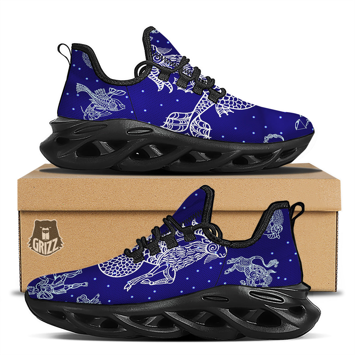 Signs Astrological And Capricorn Print Black Running Shoes-grizzshop