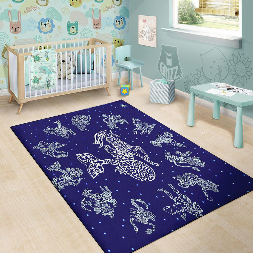 Signs Astrological And Capricorn Print Floor Mat-grizzshop