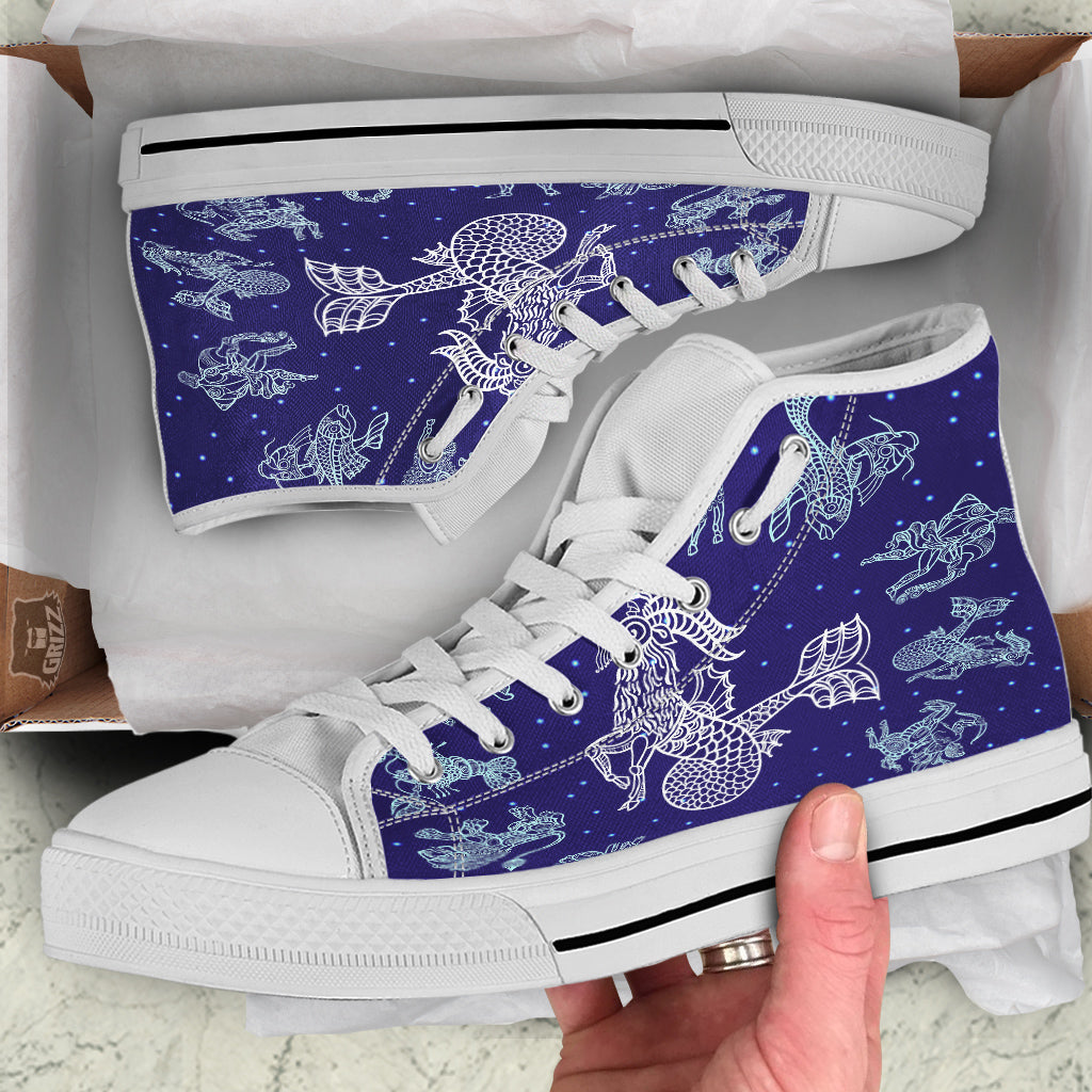 Signs Astrological And Capricorn Print White High Top Shoes-grizzshop