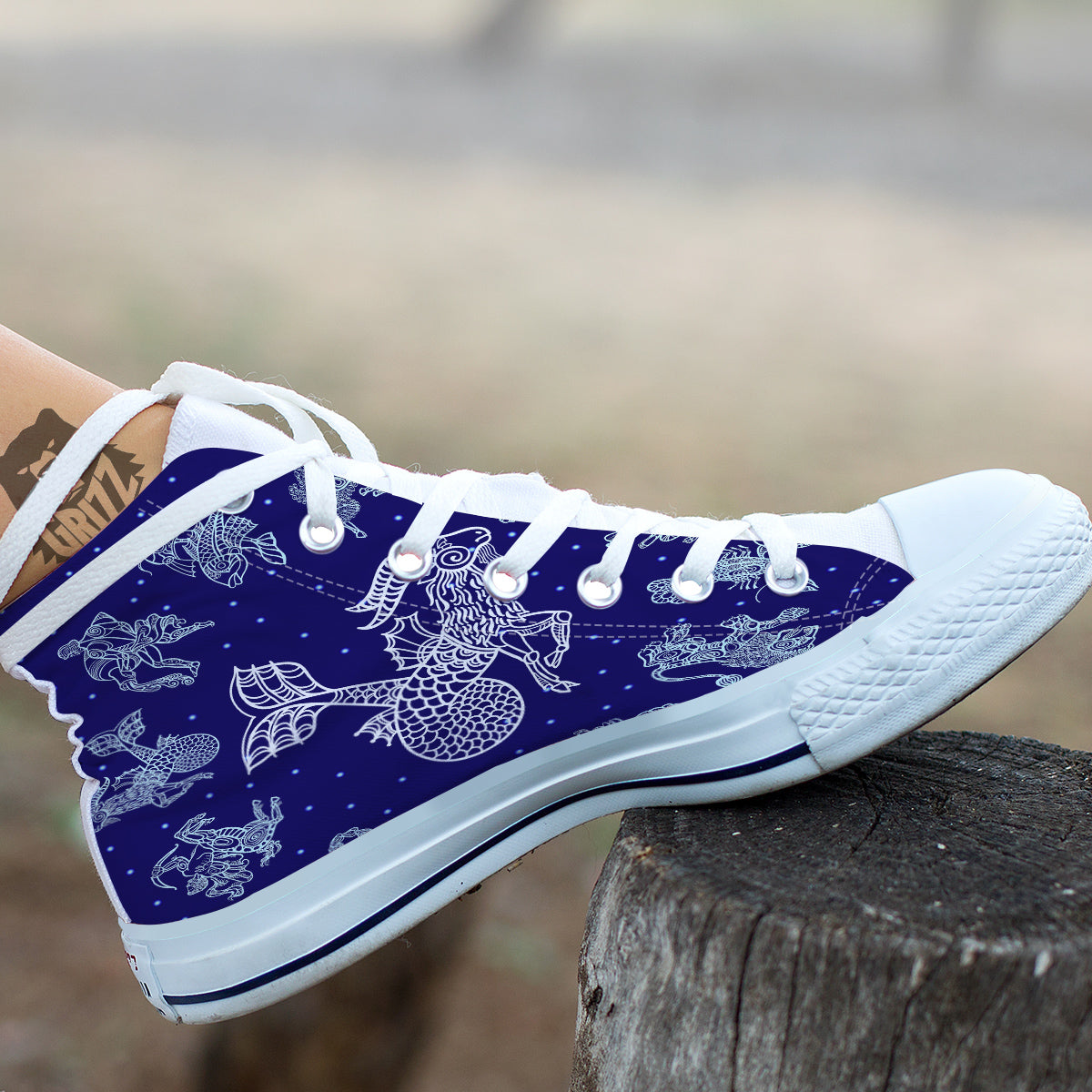 Signs Astrological And Capricorn Print White High Top Shoes-grizzshop