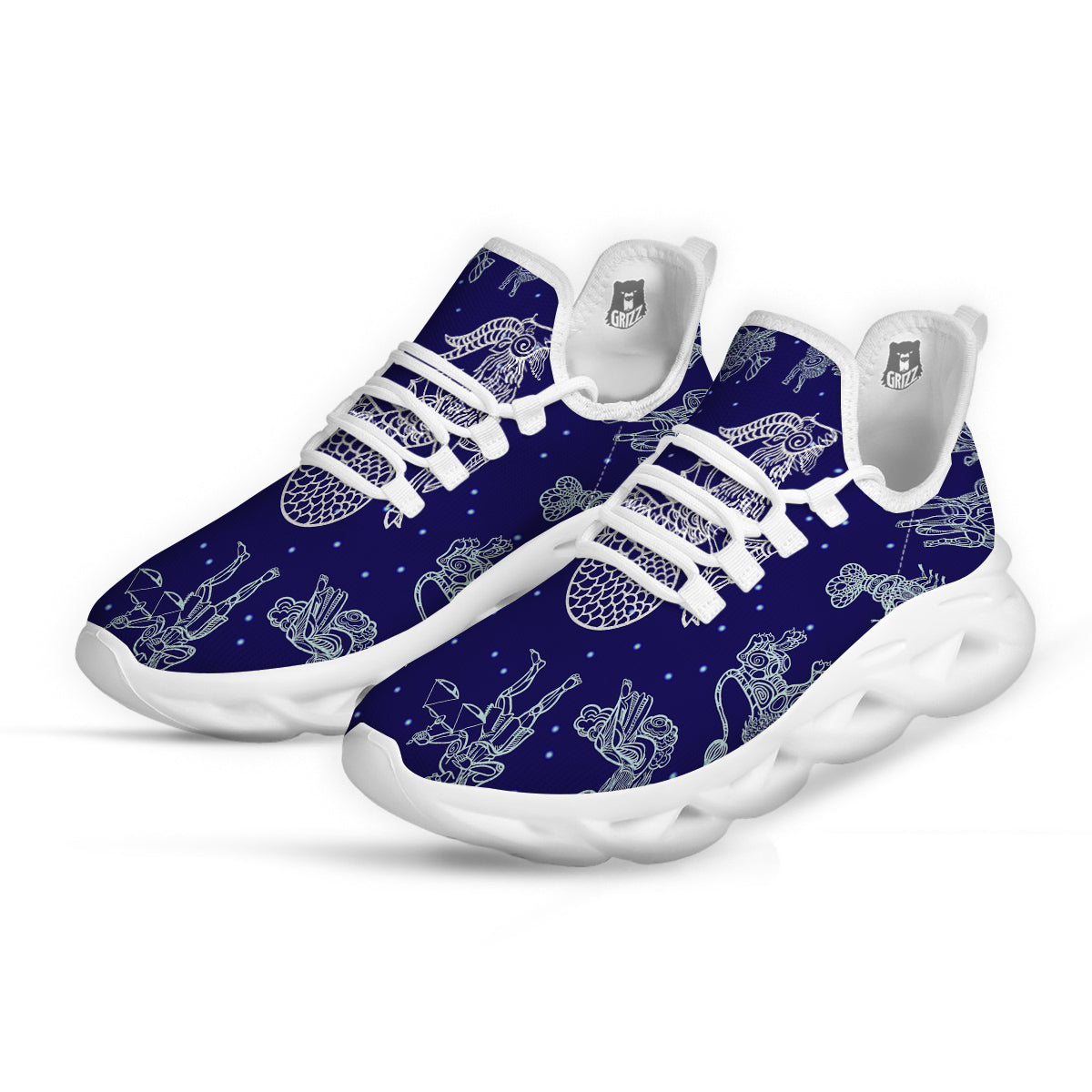 Signs Astrological And Capricorn Print White Running Shoes-grizzshop