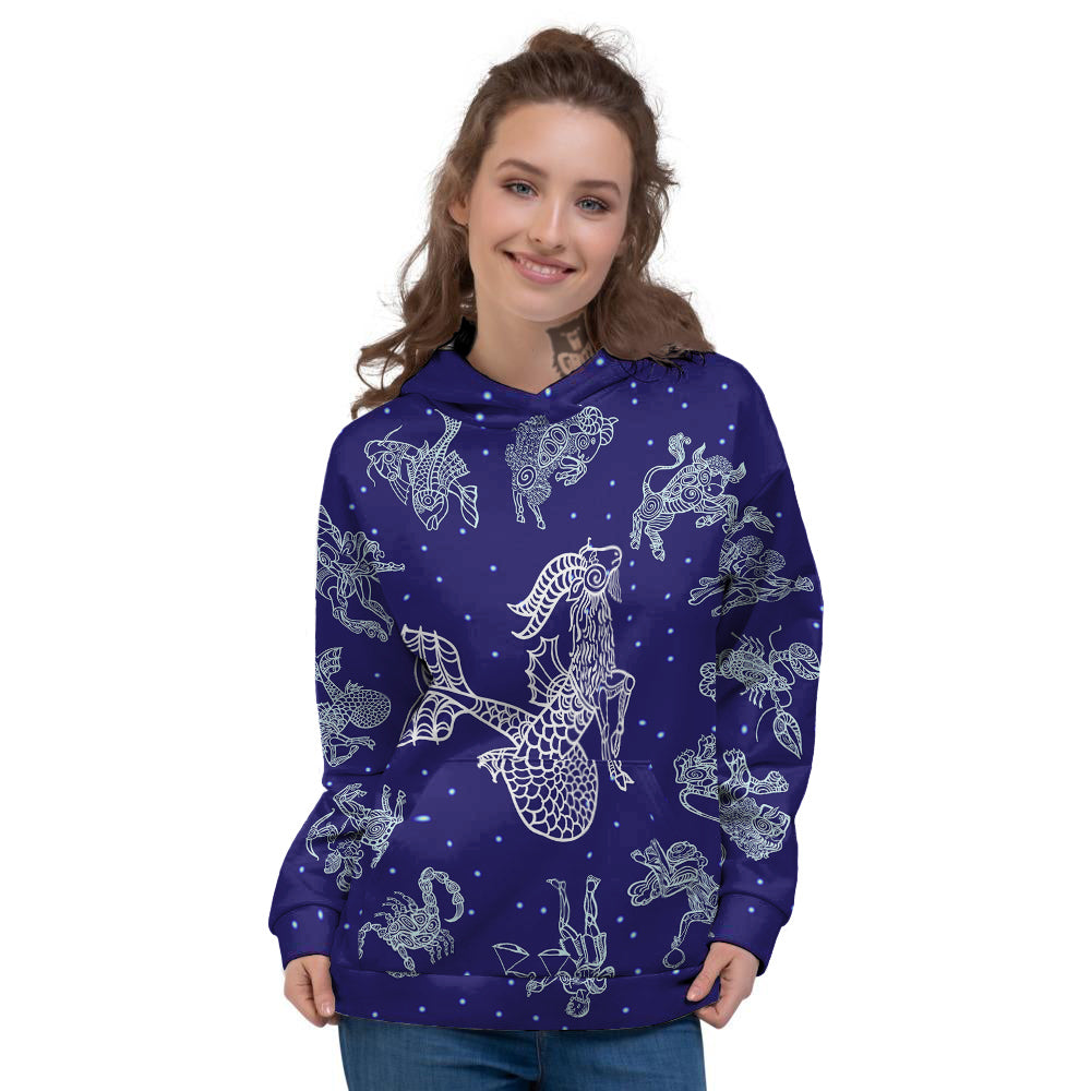 Signs Astrological And Capricorn Print Women's Hoodie-grizzshop