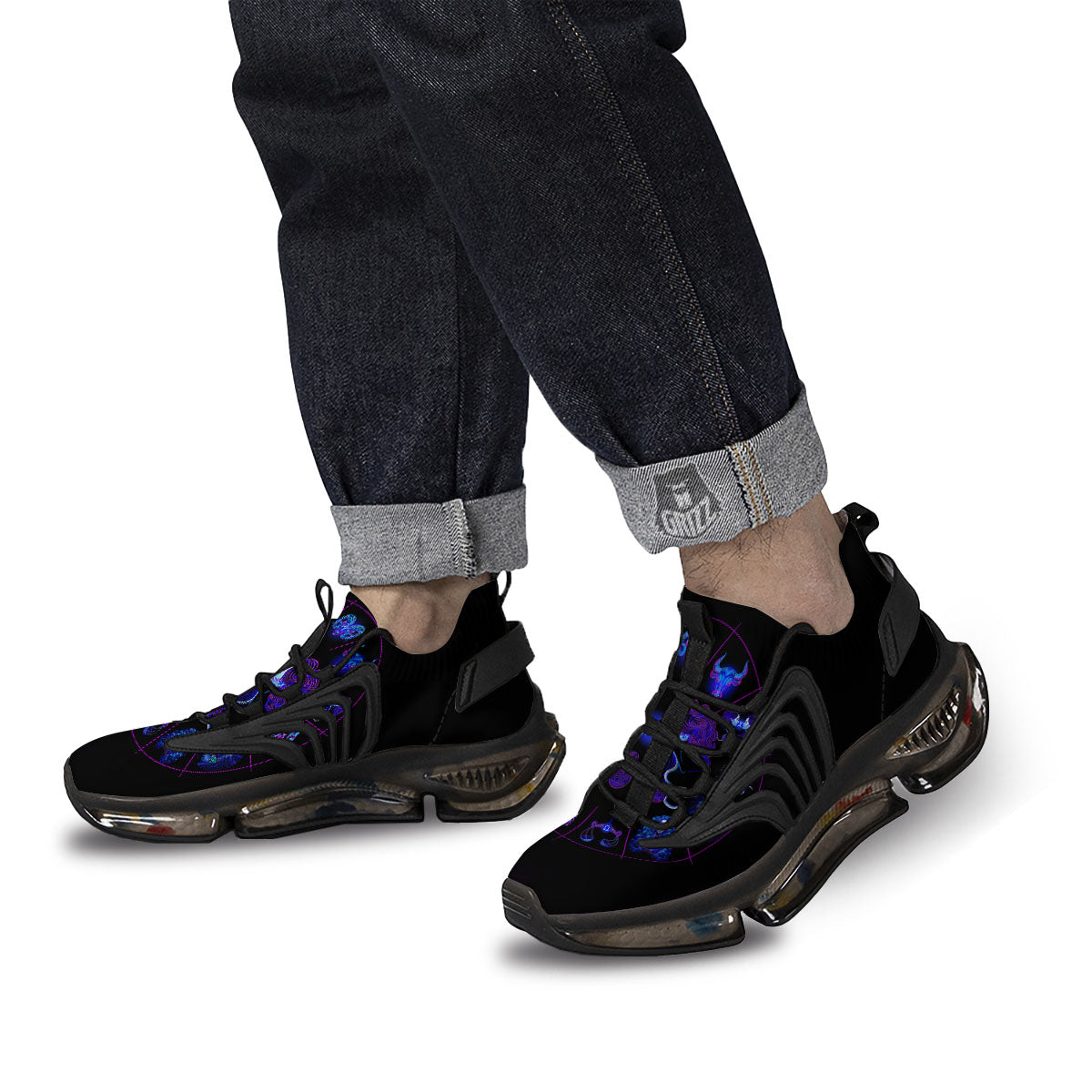 Signs Astrological And Gemini Print Black Gym Shoes-grizzshop