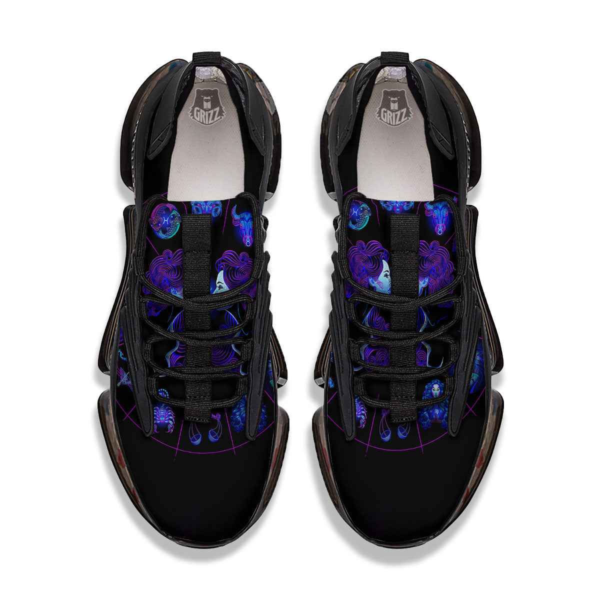 Signs Astrological And Gemini Print Black Gym Shoes-grizzshop