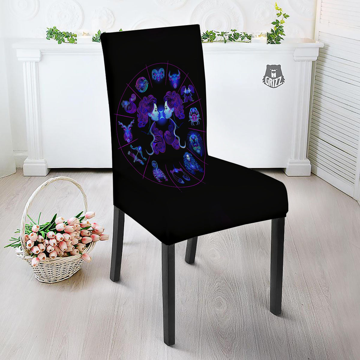 Signs Astrological And Gemini Print Dining Chair Slipcover-grizzshop