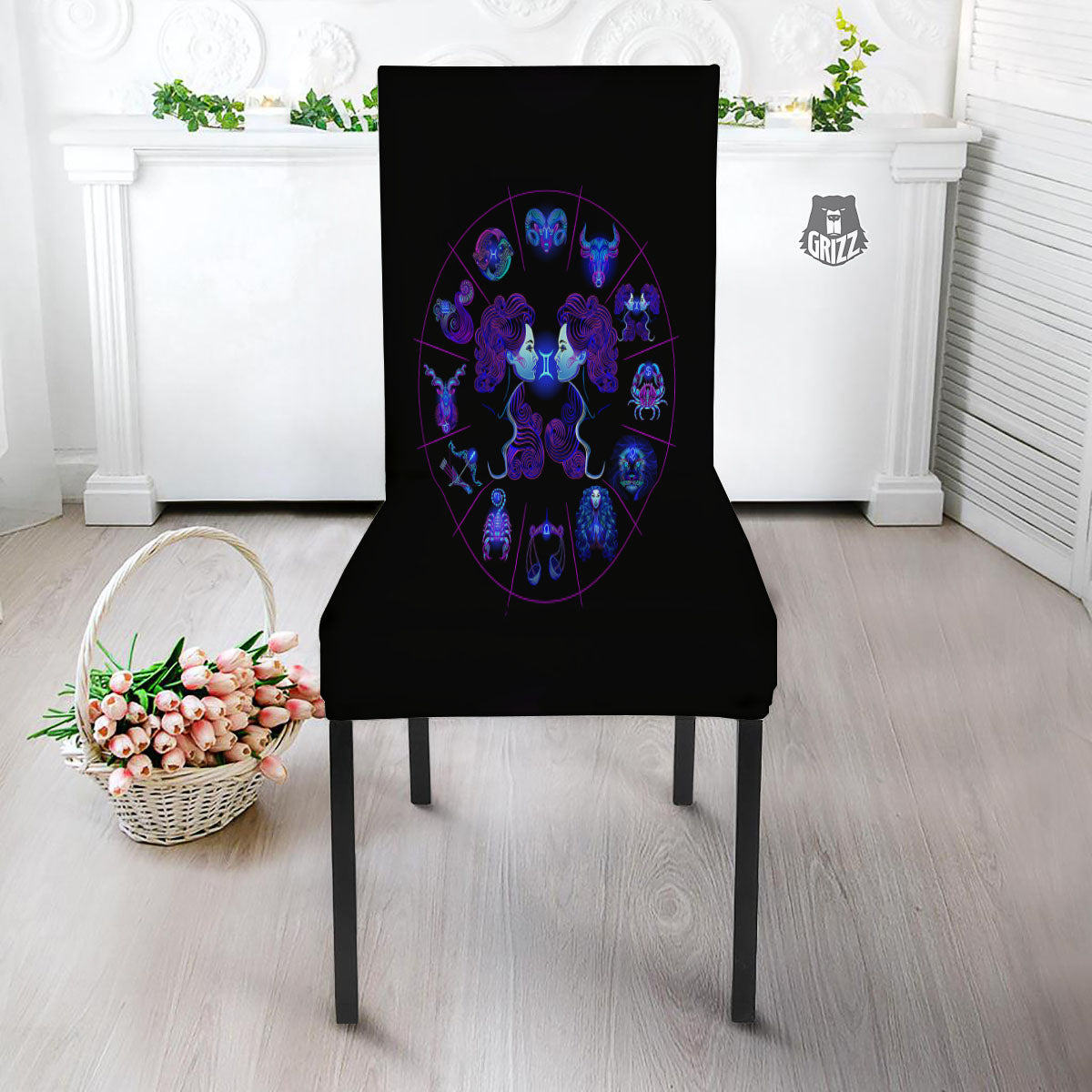 Signs Astrological And Gemini Print Dining Chair Slipcover-grizzshop