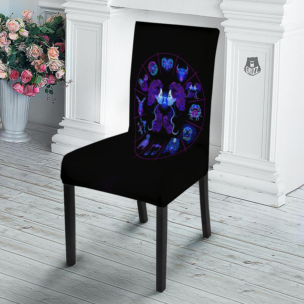 Signs Astrological And Gemini Print Dining Chair Slipcover-grizzshop