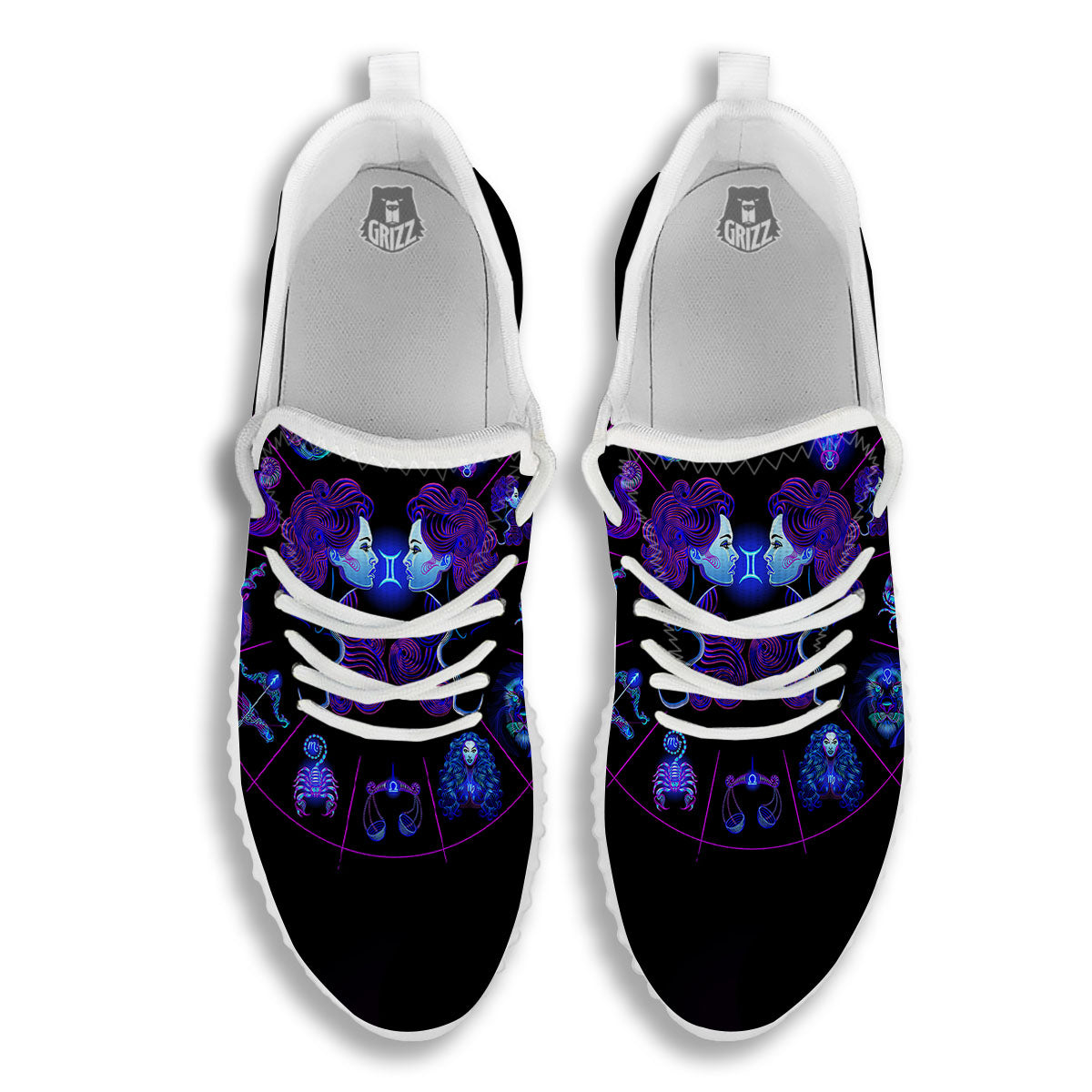 Signs Astrological And Gemini Print White Walking Shoes-grizzshop