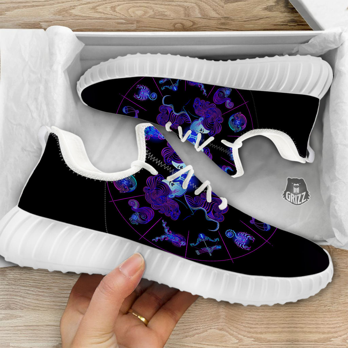 Signs Astrological And Gemini Print White Walking Shoes-grizzshop