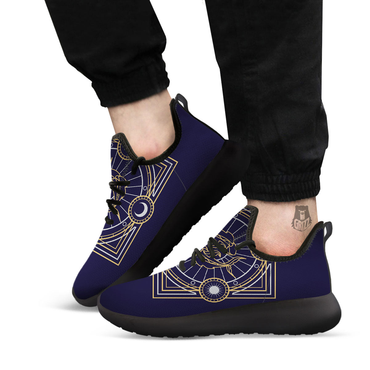 Signs Astrological And Pisces Print Black Athletic Shoes-grizzshop