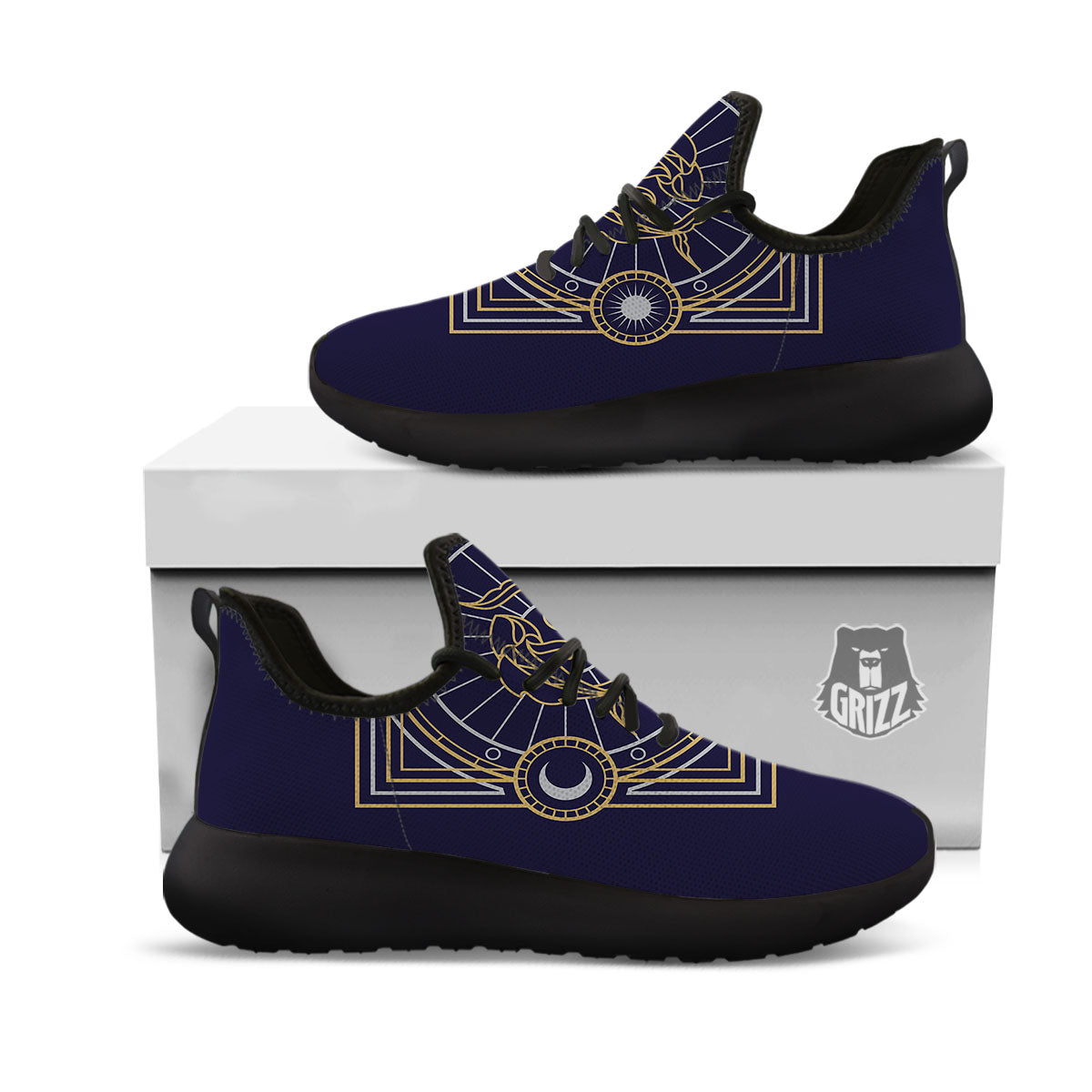 Signs Astrological And Pisces Print Black Athletic Shoes-grizzshop