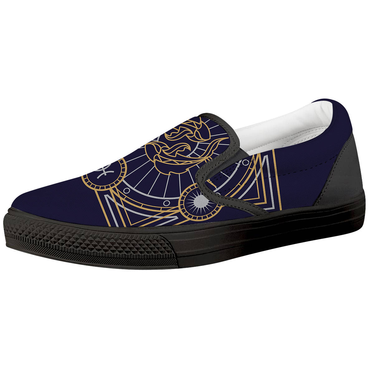 Signs Astrological And Pisces Print Black Slip On Shoes-grizzshop