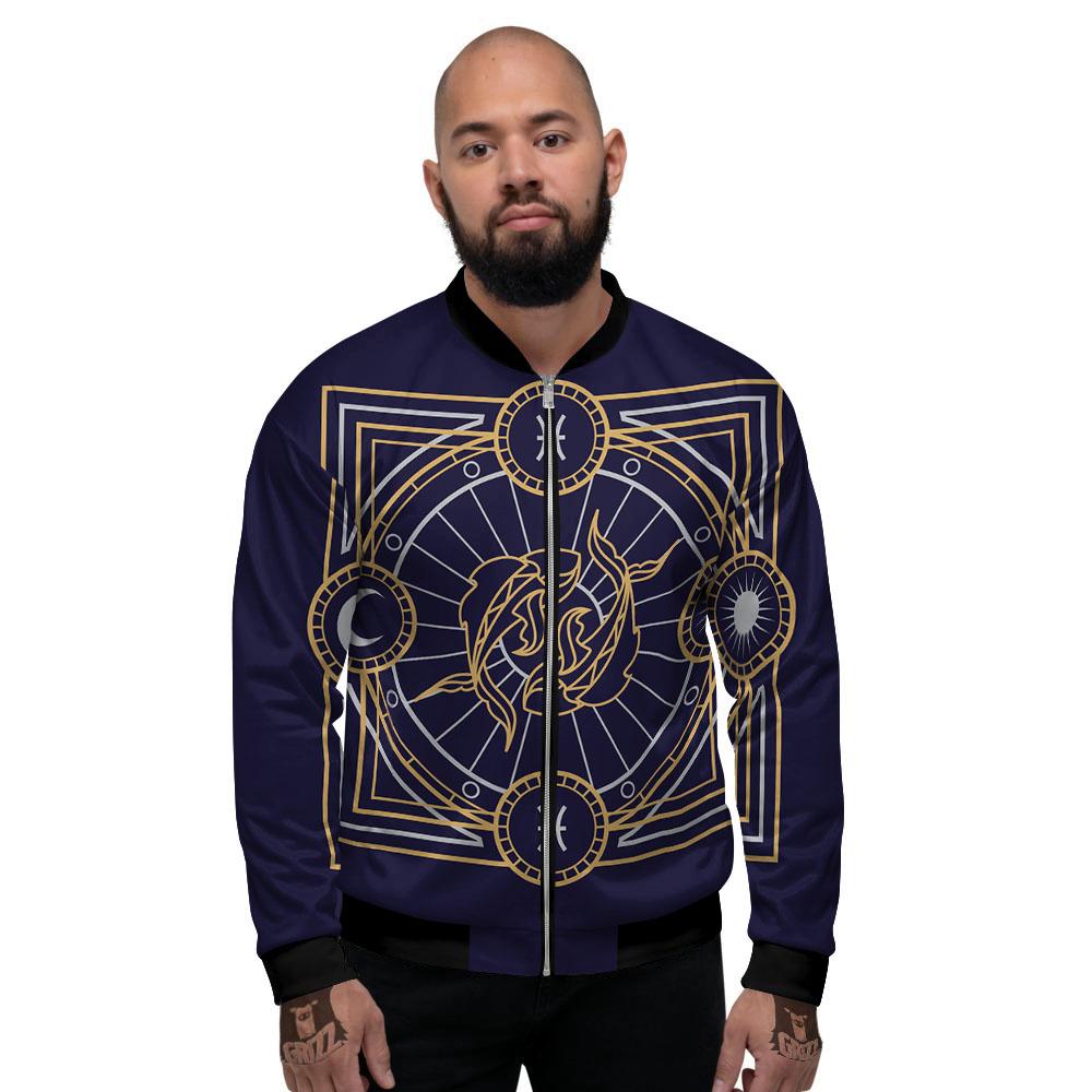 Signs Astrological And Pisces Print Men's Bomber Jacket-grizzshop