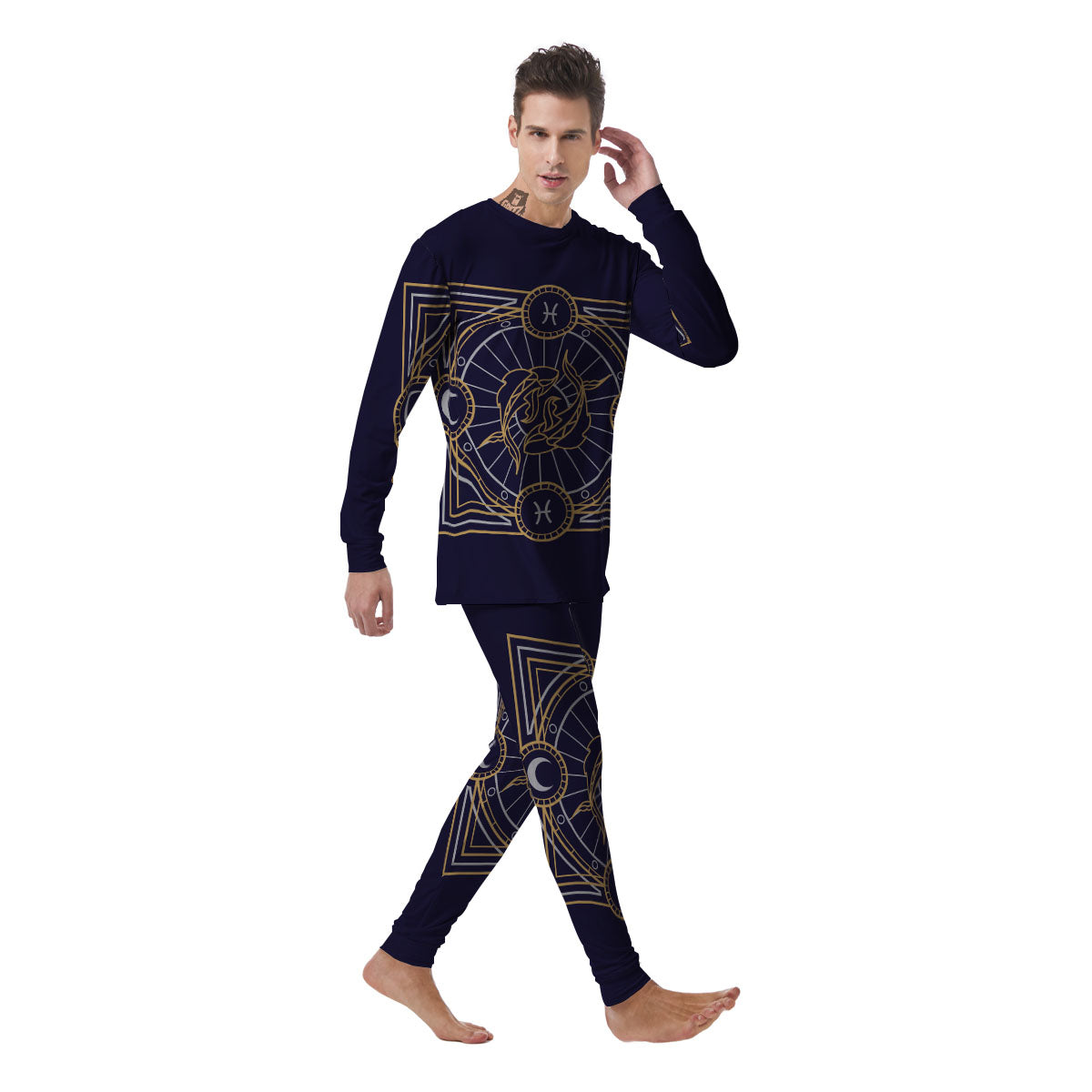 Signs Astrological And Pisces Print Men's Pajamas-grizzshop