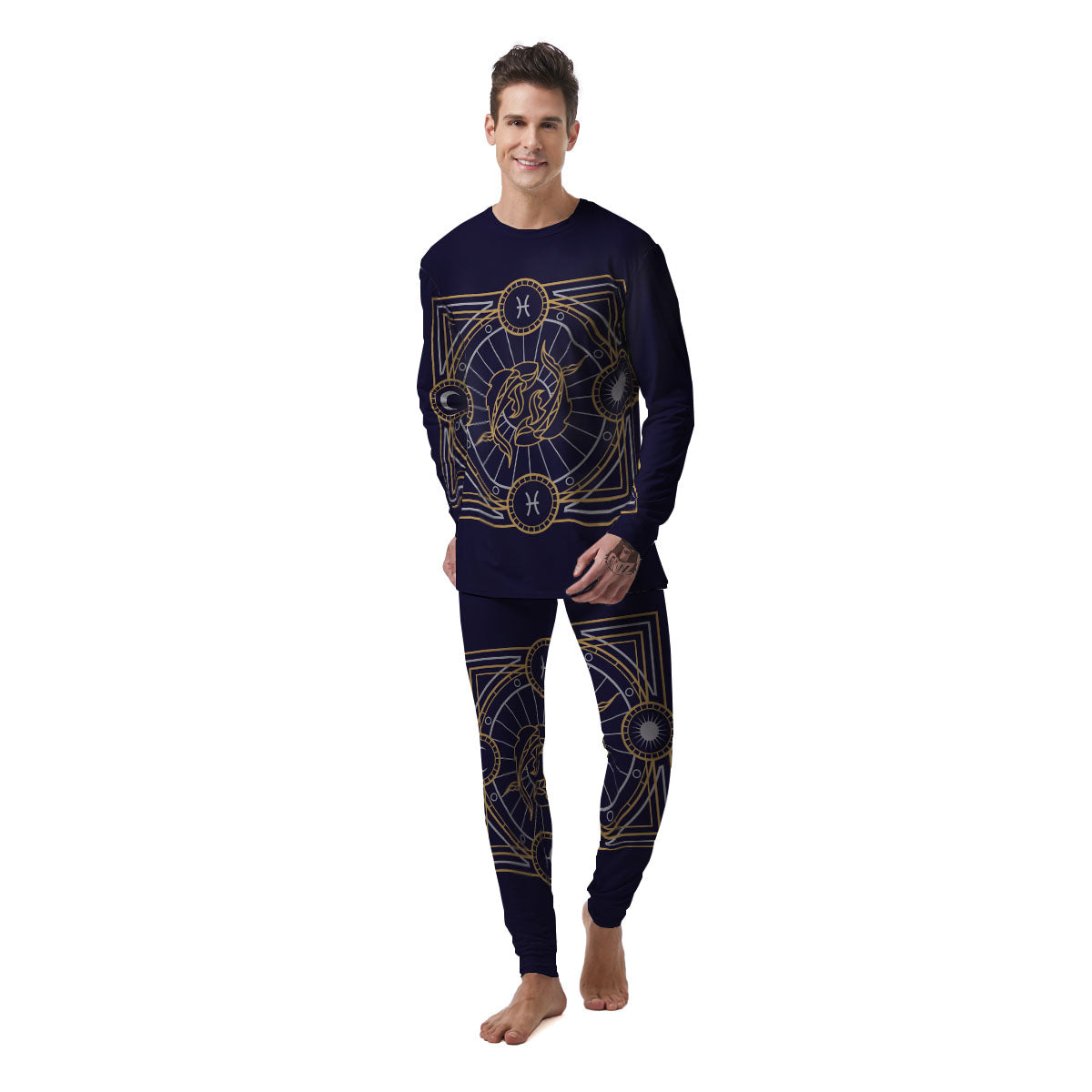 Signs Astrological And Pisces Print Men's Pajamas-grizzshop