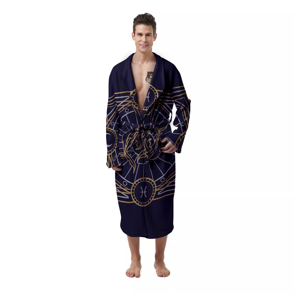 Signs Astrological And Pisces Print Men's Robe-grizzshop
