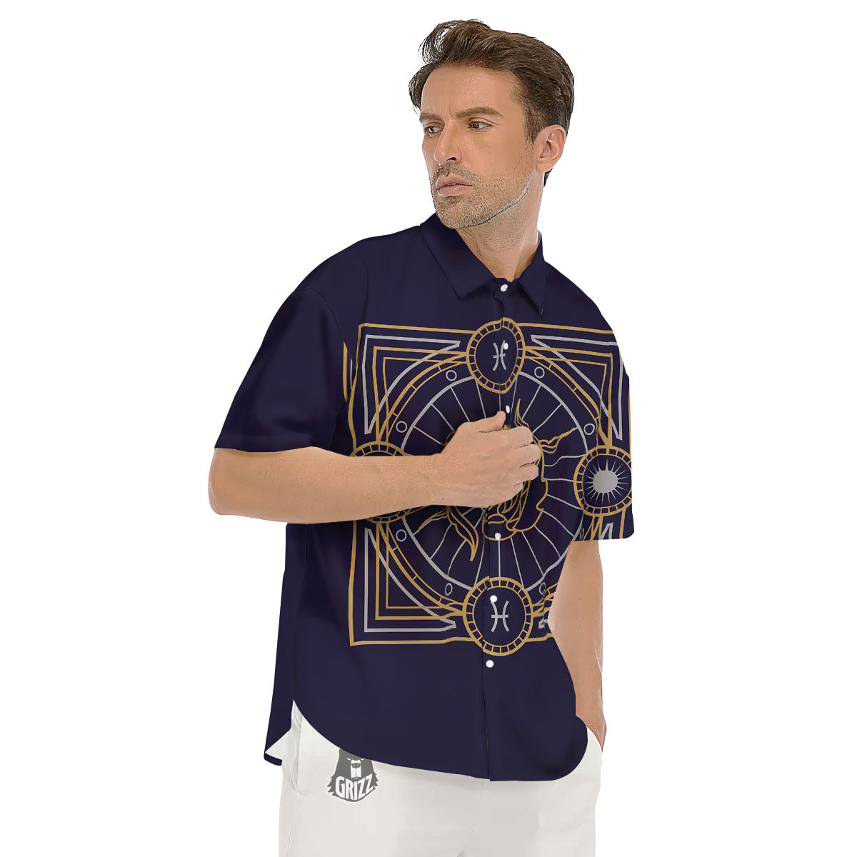 Signs Astrological And Pisces Print Men's Short Sleeve Shirts-grizzshop