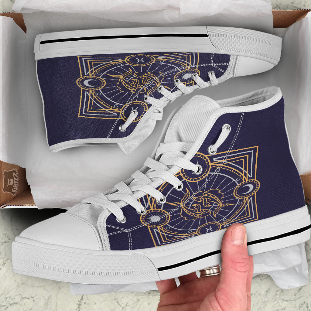 Signs Astrological And Pisces Print White High Top Shoes-grizzshop