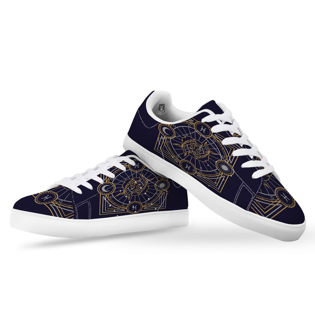 Signs Astrological And Pisces Print White Low Top Sneakers-grizzshop