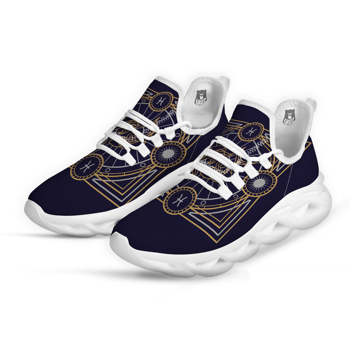 Signs Astrological And Pisces Print White Running Shoes-grizzshop