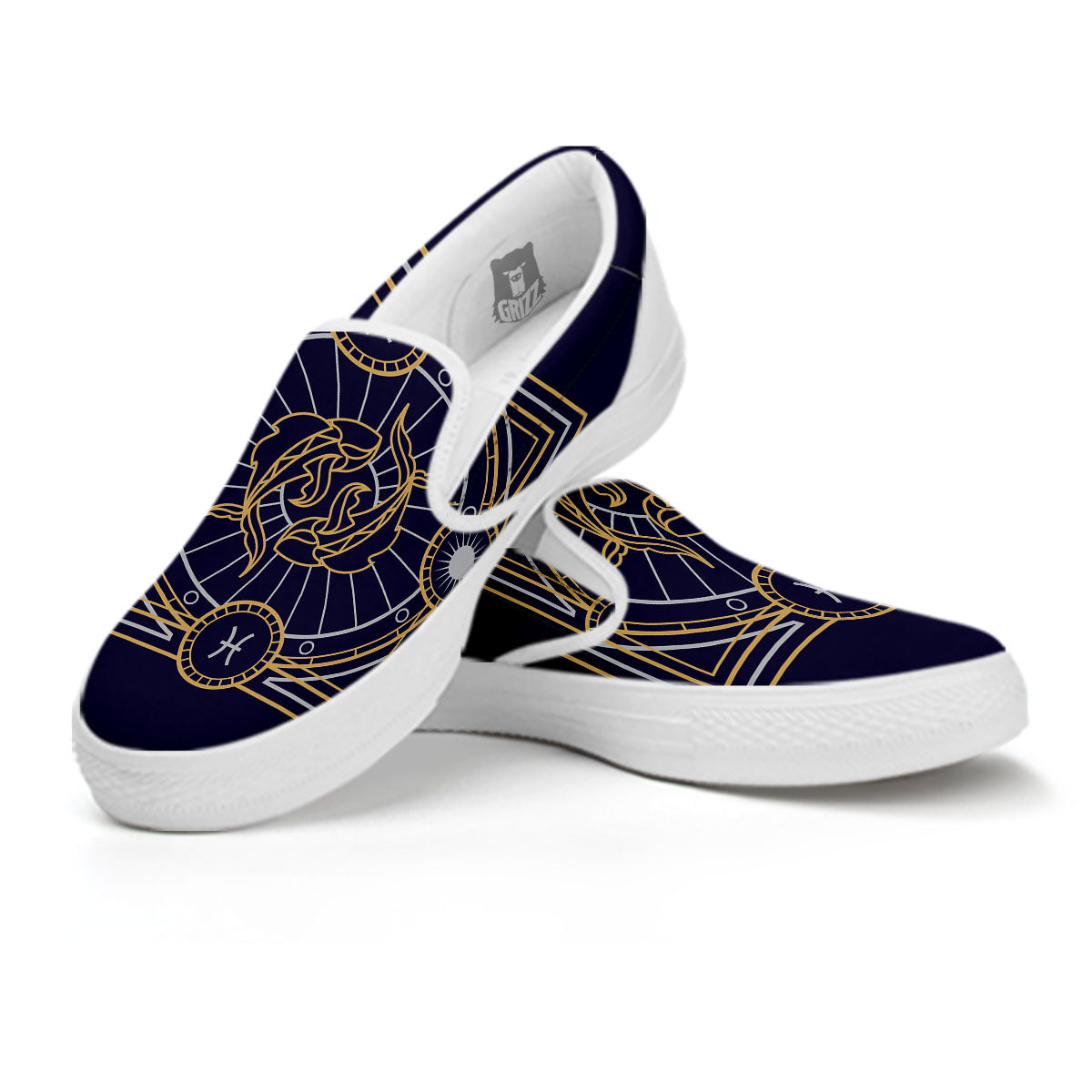 Signs Astrological And Pisces Print White Slip On Shoes-grizzshop