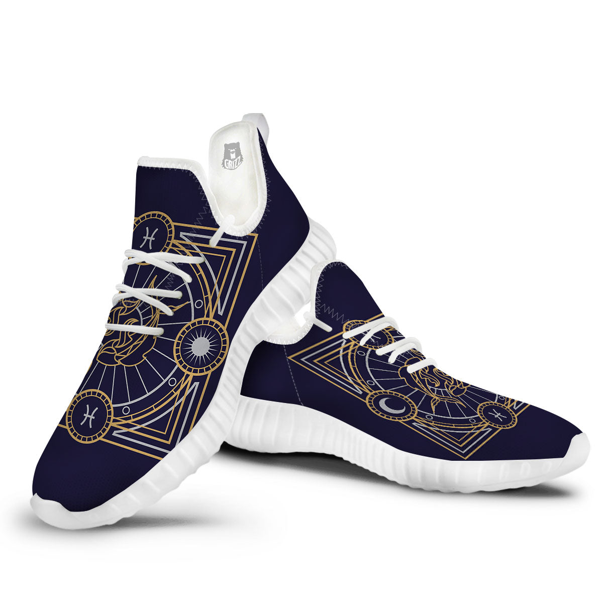 Signs Astrological And Pisces Print White Walking Shoes-grizzshop