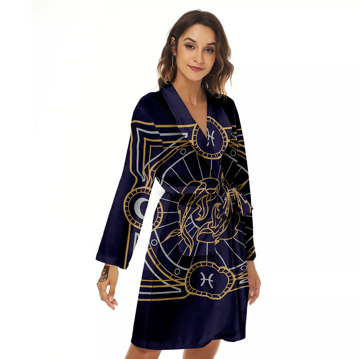 Signs Astrological And Pisces Print Women's Robe-grizzshop