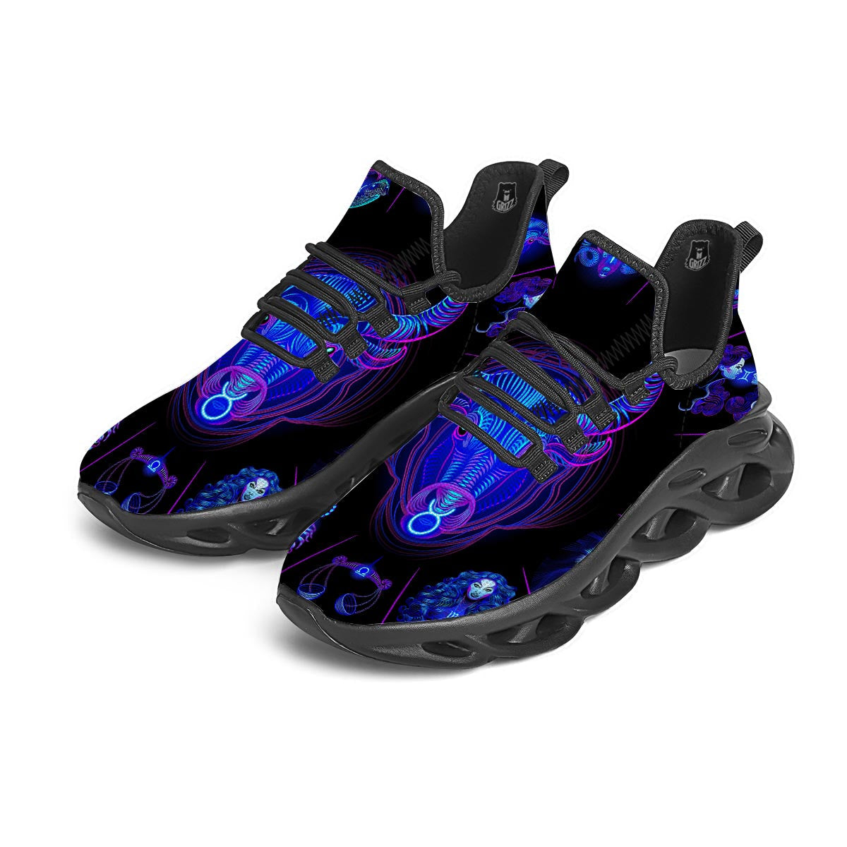 Signs Astrological And Taurus Print Black Running Shoes-grizzshop