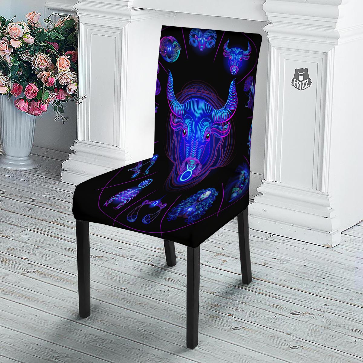 Signs Astrological And Taurus Print Dining Chair Slipcover-grizzshop