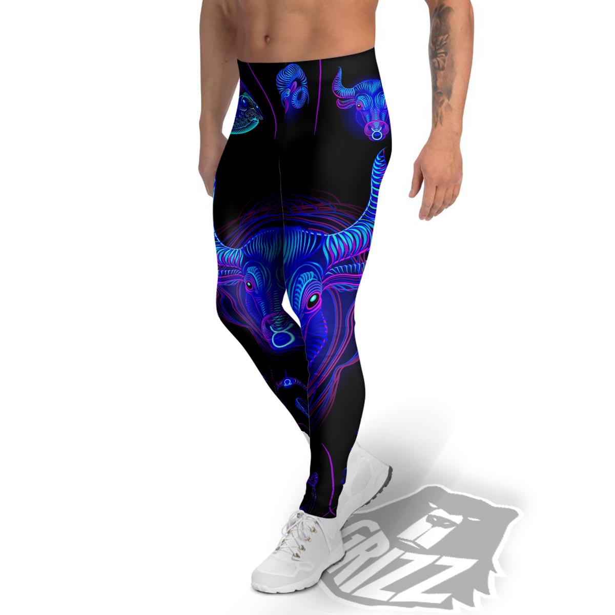 Signs Astrological And Taurus Print Men's Leggings-grizzshop