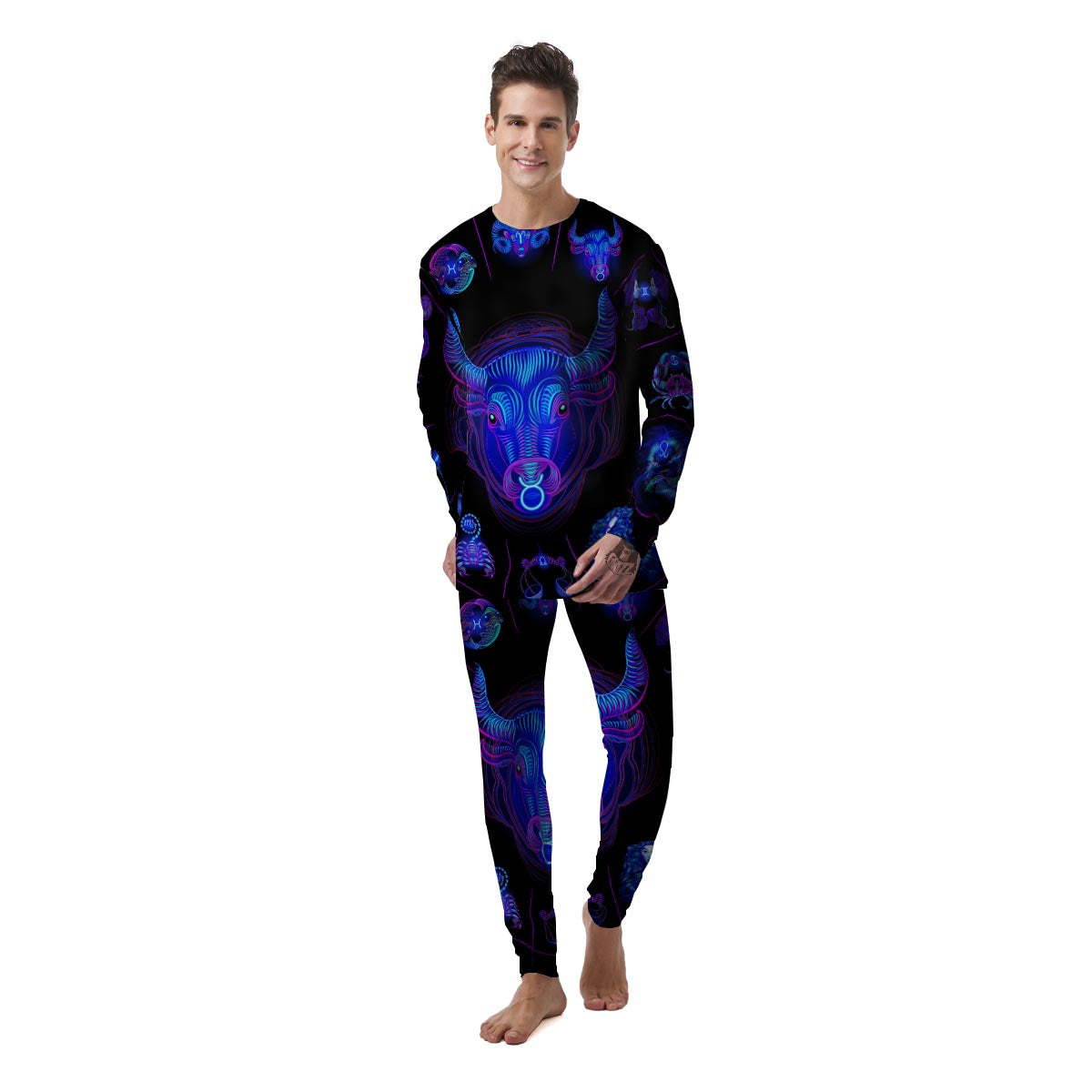 Signs Astrological And Taurus Print Men's Pajamas-grizzshop