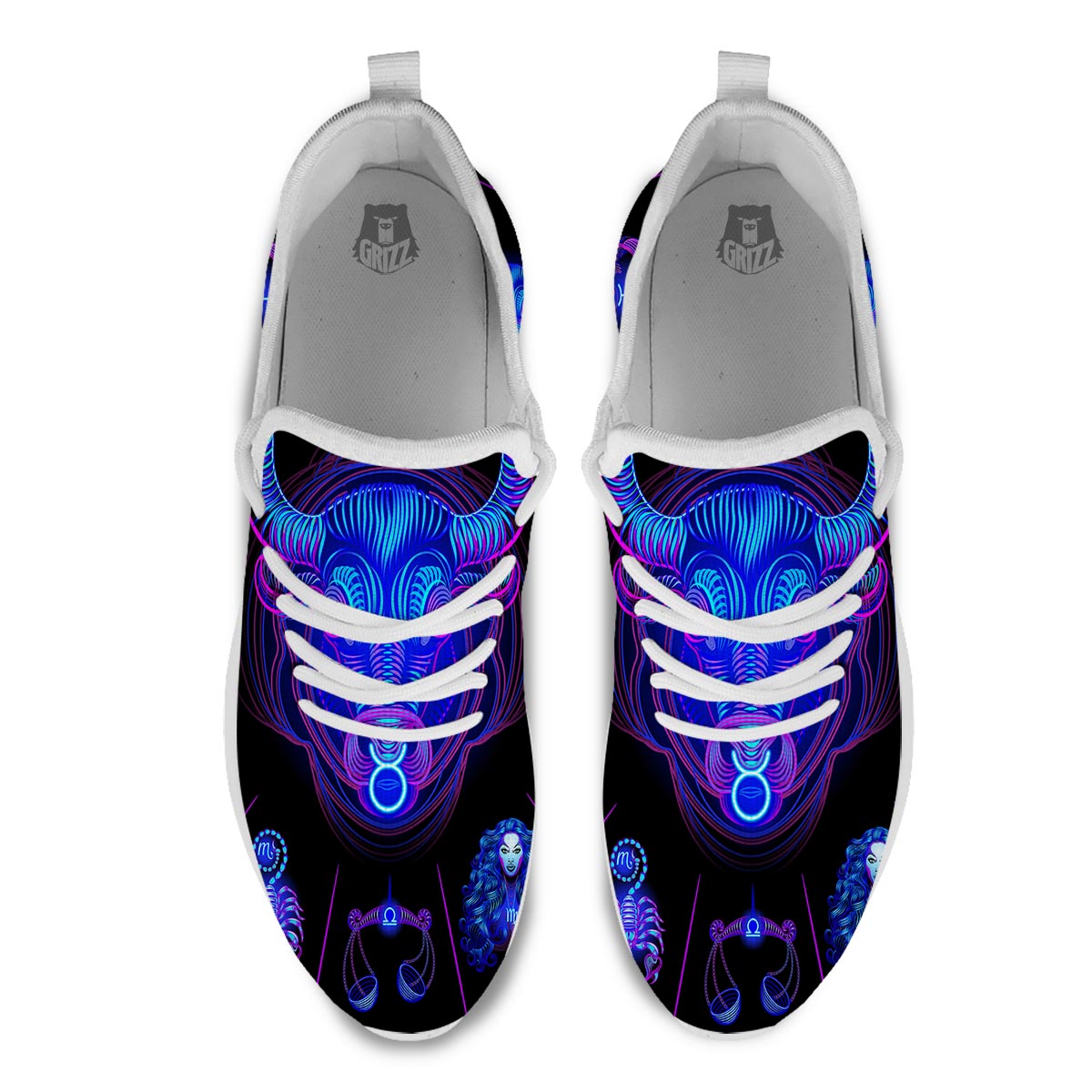 Signs Astrological And Taurus Print White Athletic Shoes-grizzshop