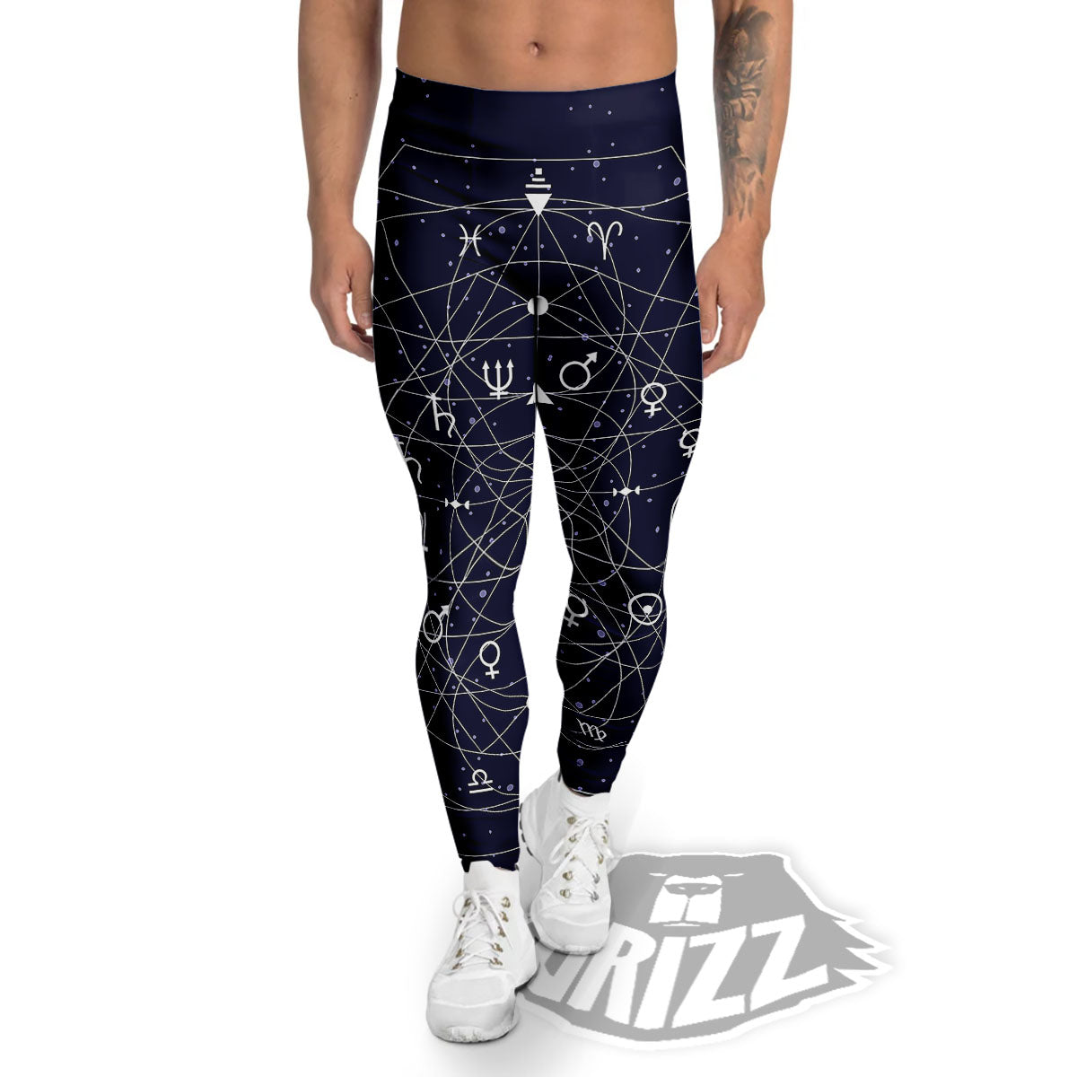 Signs Geometric Zodiac Print Men's Leggings-grizzshop