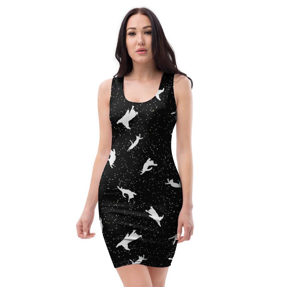 Silhouette Cat Print Bodycon Dress-grizzshop