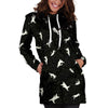 Silhouette Cat Print Hoodie Dress-grizzshop