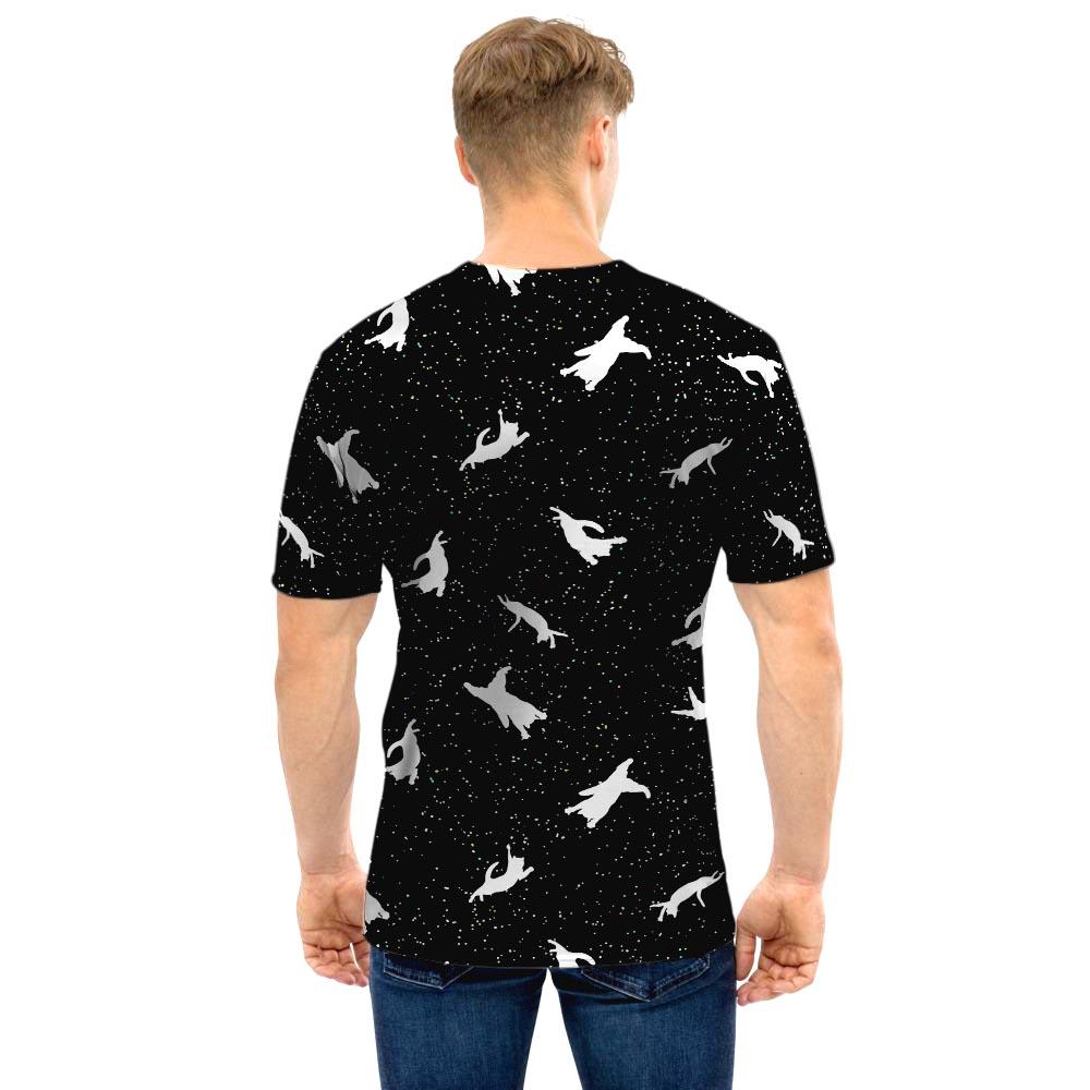 Silhouette Cat Print Men T Shirt-grizzshop