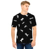 Silhouette Cat Print Men T Shirt-grizzshop