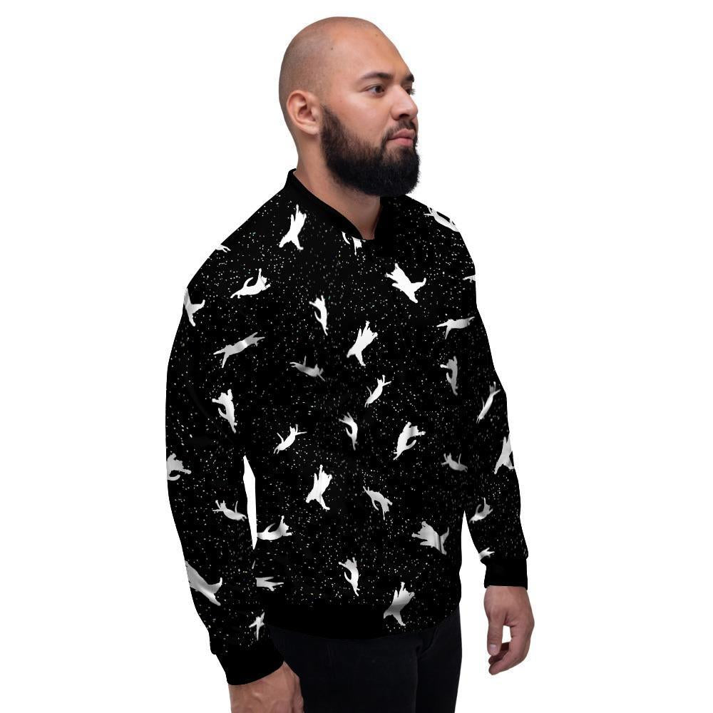 Silhouette Cat Print Men's Bomber Jacket-grizzshop