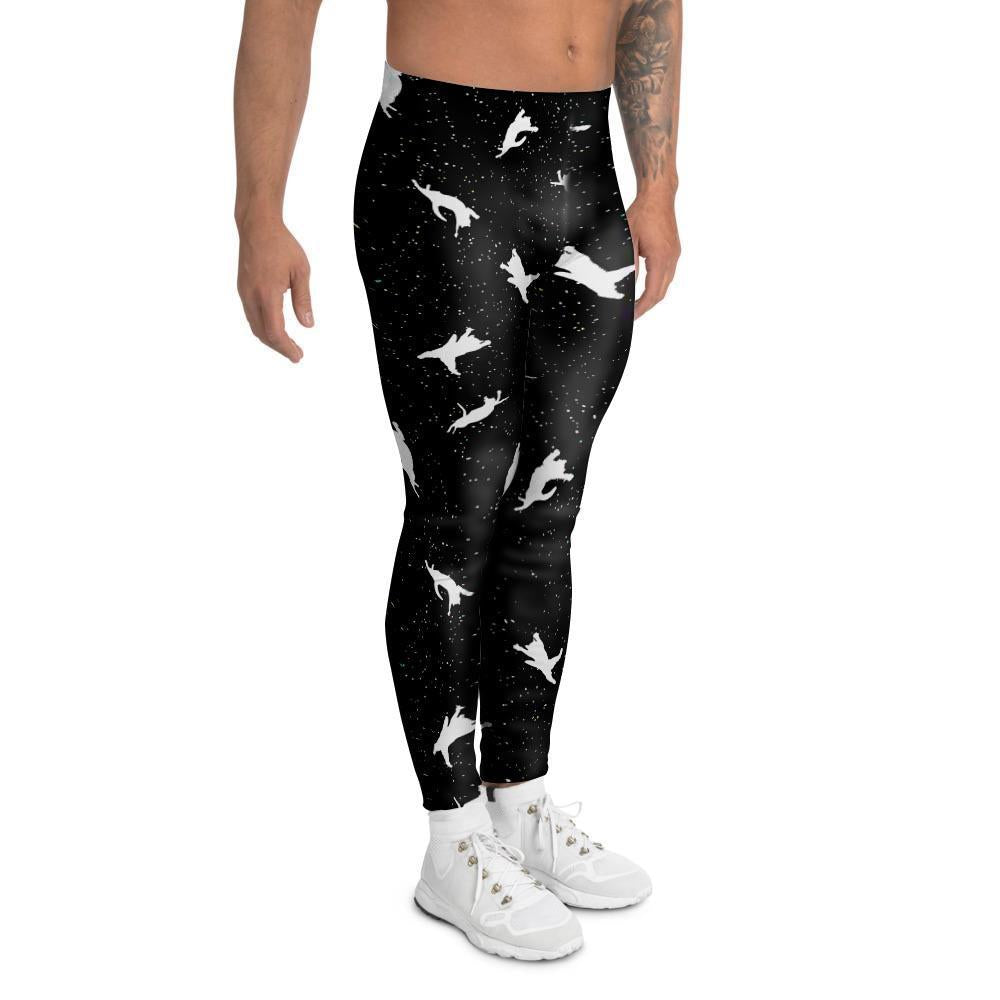 Silhouette Cat Print Men's Leggings-grizzshop