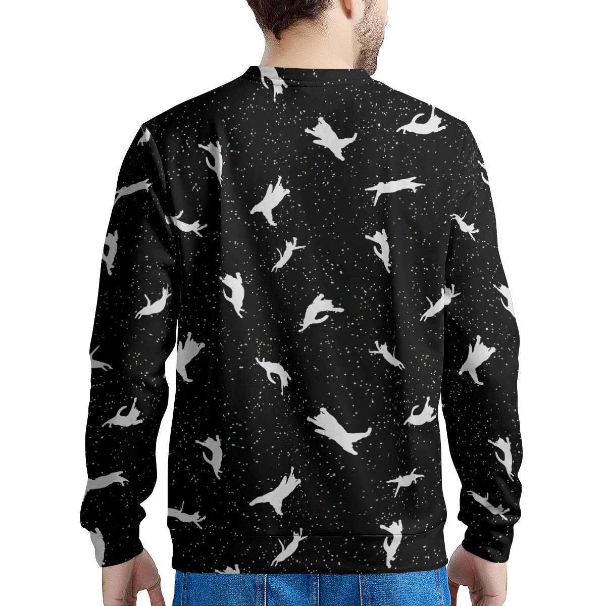 Silhouette Cat Print Men's Sweatshirt-grizzshop