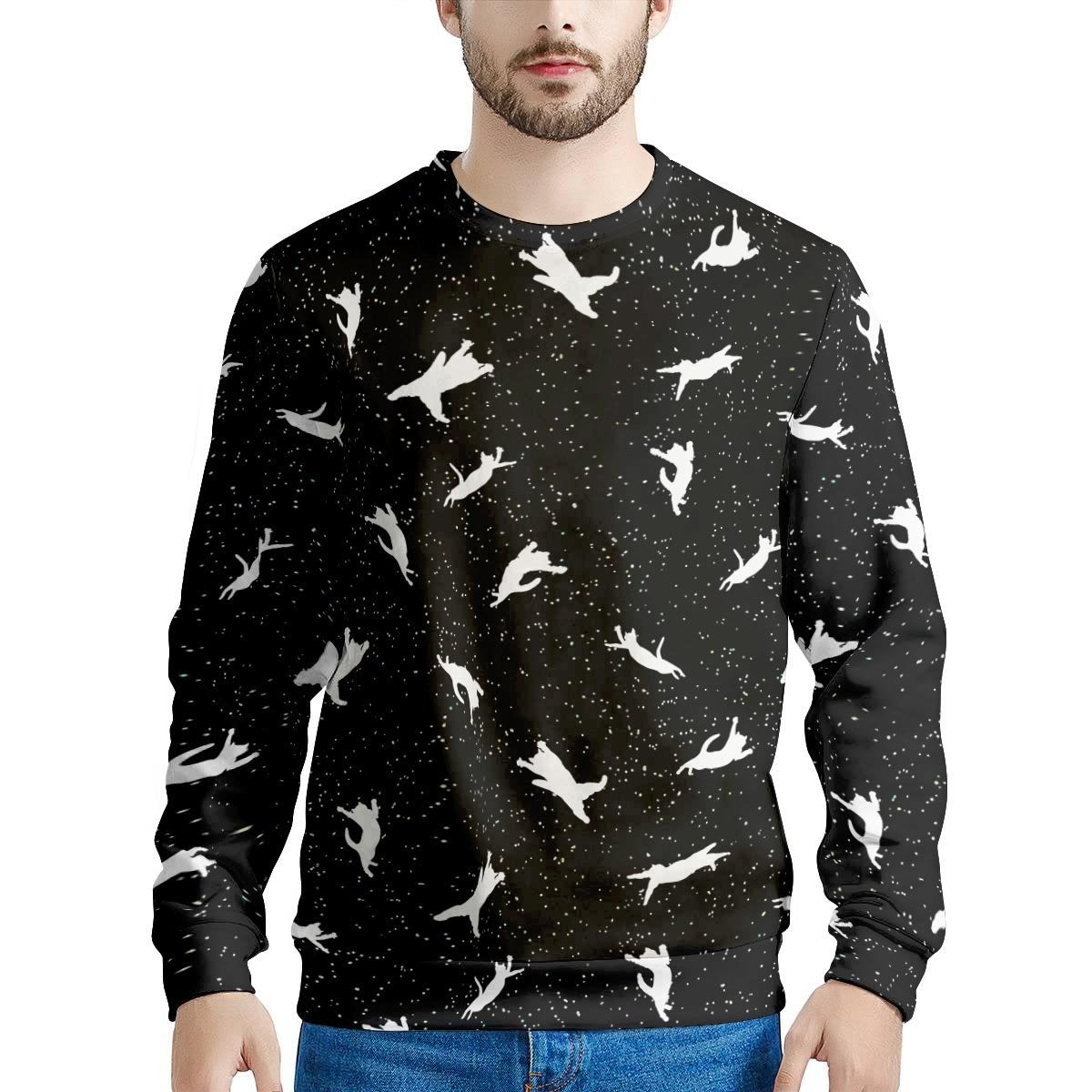 Silhouette Cat Print Men's Sweatshirt-grizzshop