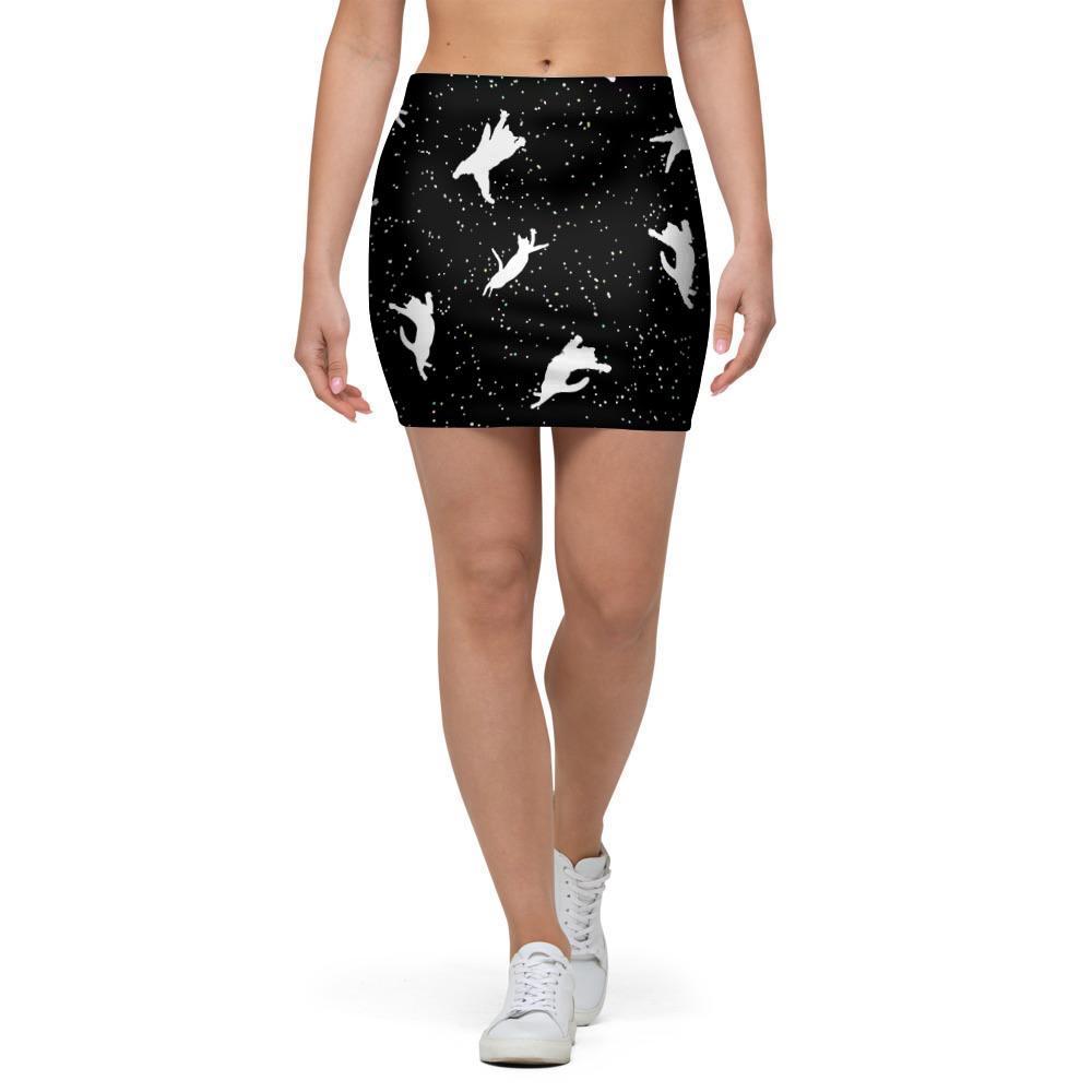 Silhouette Cat Print Mini Skirt-grizzshop